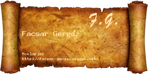 Facsar Gergő névjegykártya